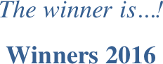  
The winner is...!

Winners 2016